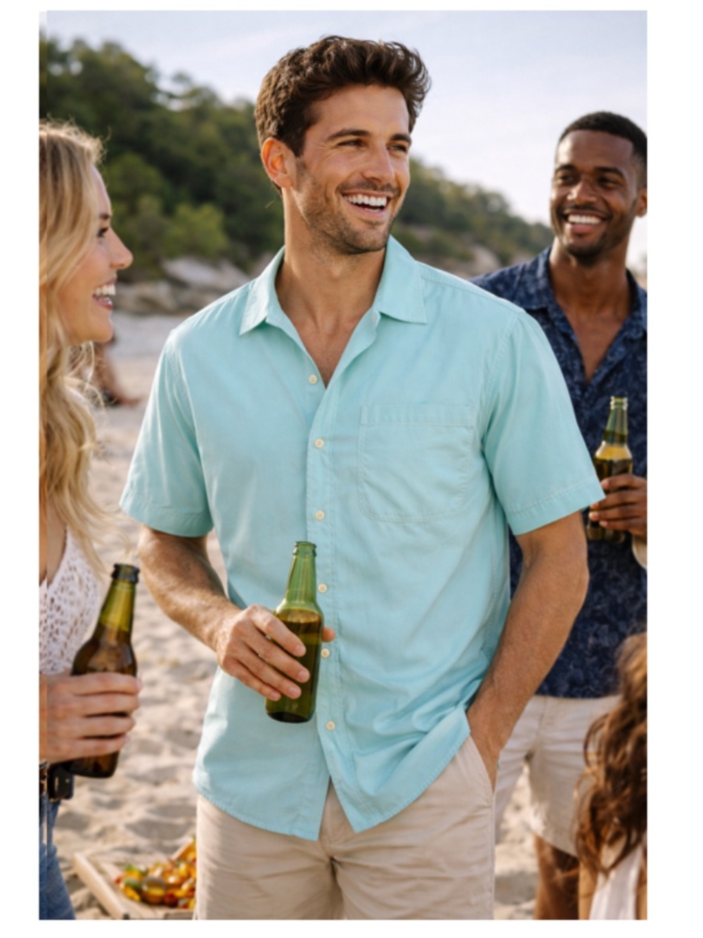 Izod Surfacaster Open Collar Short Sleeve Shirt